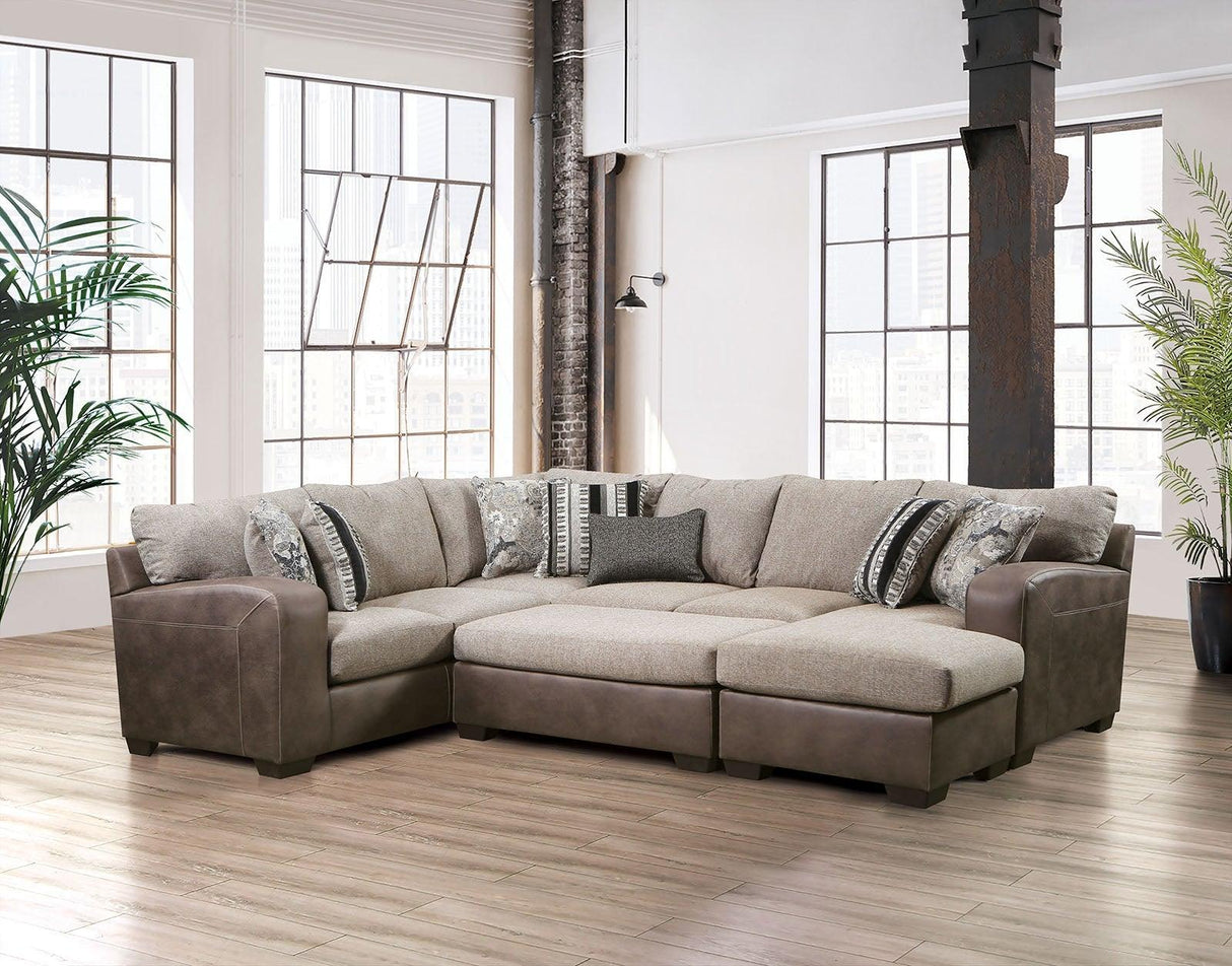 Ashenweald Sectional In Brown and Light Brown by Furniture of America at Eve Furniture