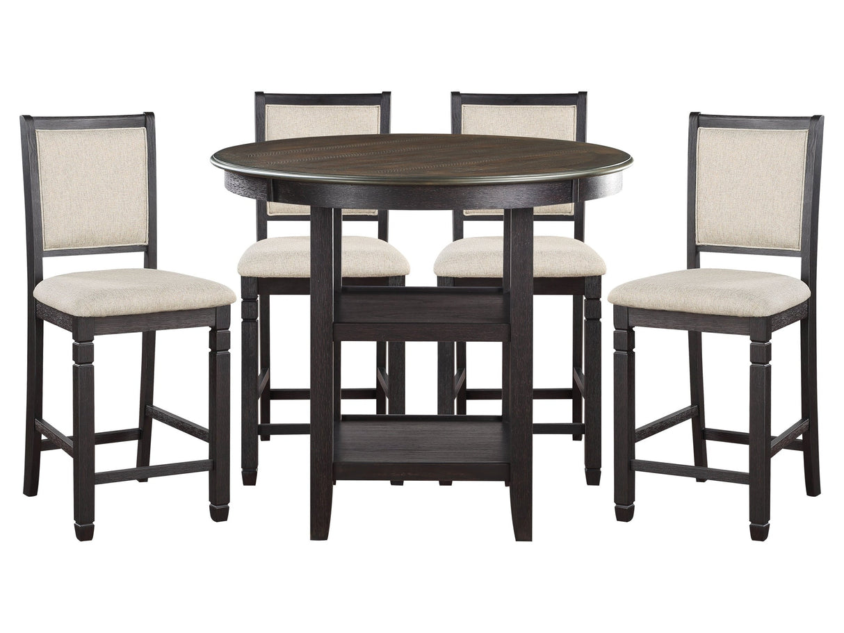 Asher Black/Brown 5-Piece Round Counter Height Dining Set by Homelegance at Eve Furniture