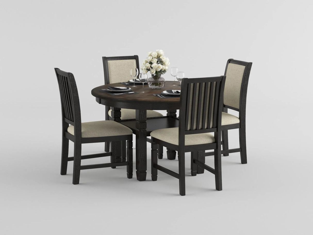 Asher Black/Brown Round Dining Table by Homelegance at Eve Furniture