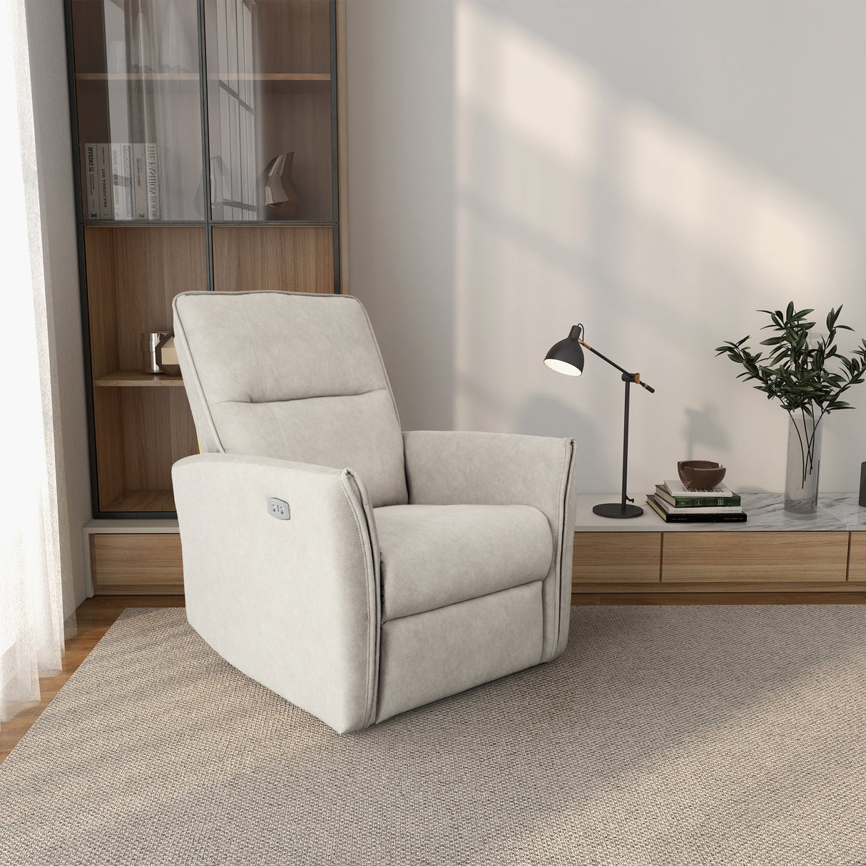 Asheville Cream Suede Recliner Chair by Ashcroft Furniture at Eve Furniture