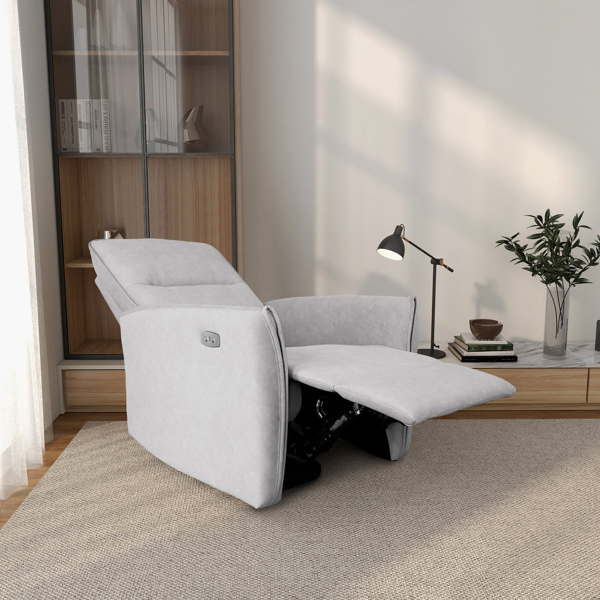 Asheville Grey Suede Recliner Chair by Ashcroft Furniture at Eve Furniture