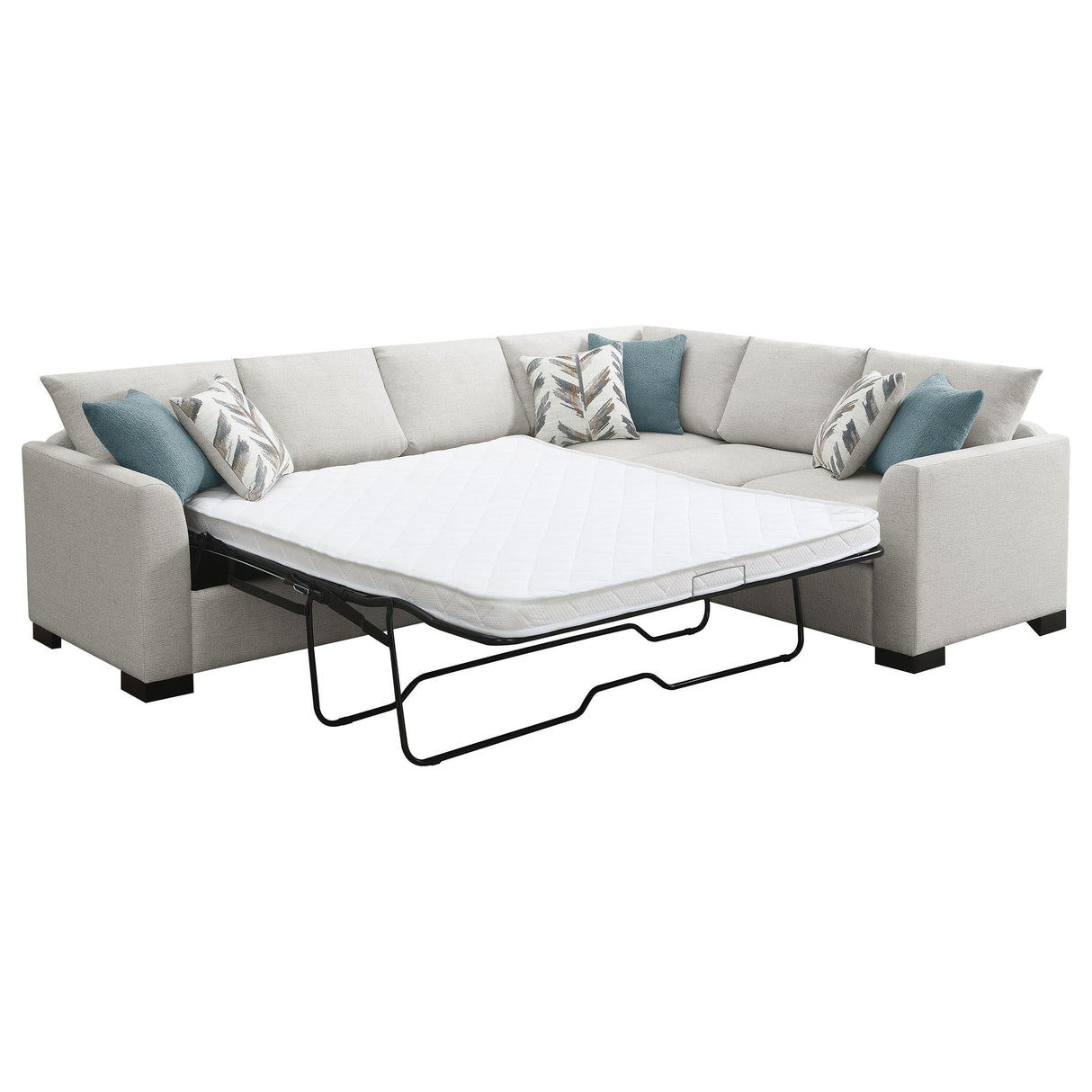 Ashford Greige Chenille Upholstered Sleeper Sectional Sofa by Coaster at Eve Furniture
