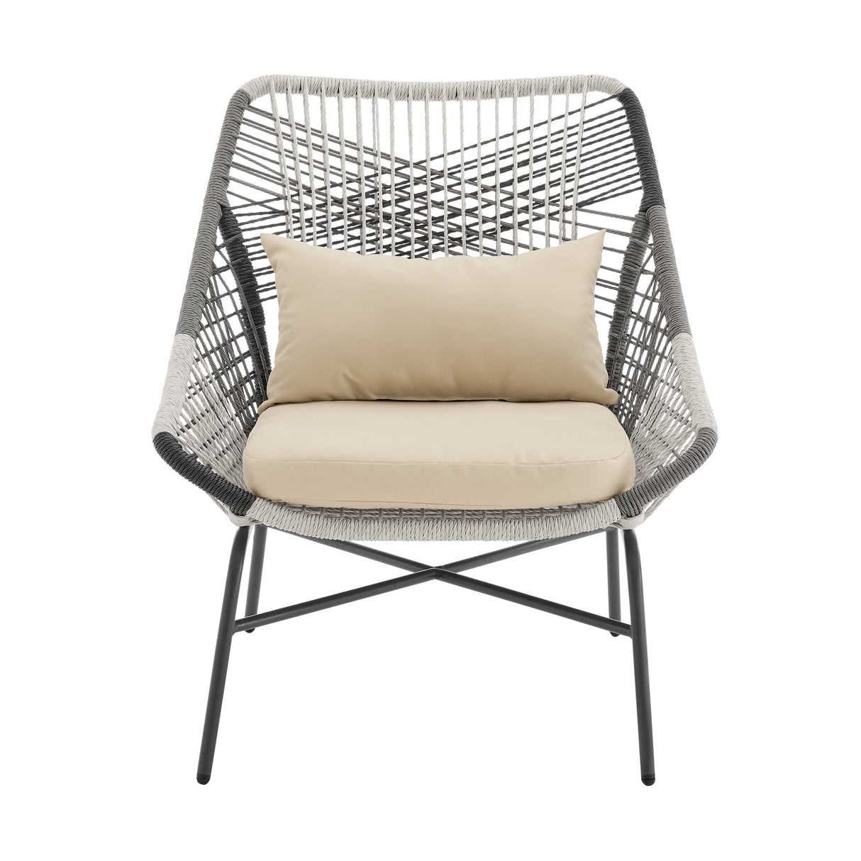 Ashland 3-Piece Patio Conversation Set with Foot Ottomans in Cream by Manhattan Comfort at Eve Furniture