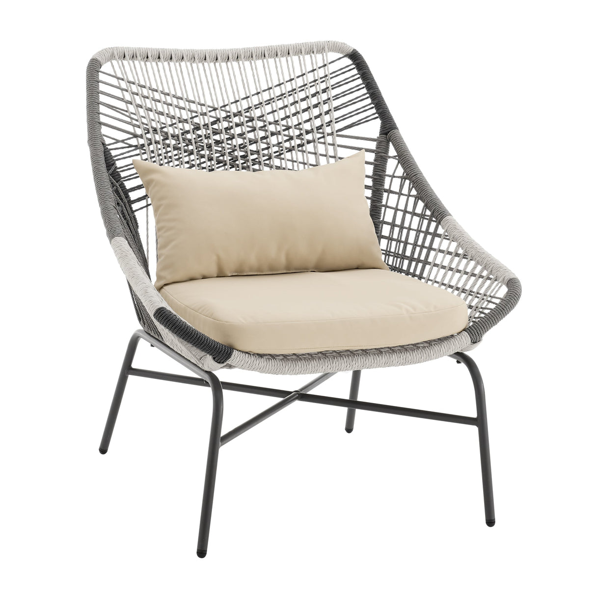 Ashland 3-Piece Patio Conversation Set with Foot Ottomans in Cream by Manhattan Comfort at Eve Furniture
