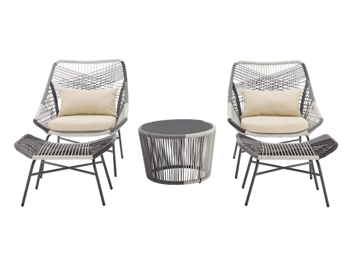 Ashland 3-Piece Patio Conversation Set with Foot Ottomans in Cream by Manhattan Comfort at Eve Furniture