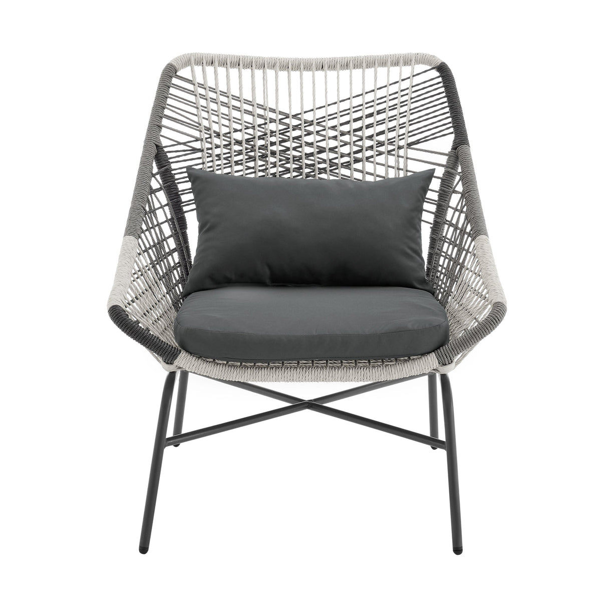 Ashland 3-Piece Patio Conversation Set with Foot Ottomans in Grey by Manhattan Comfort at Eve Furniture