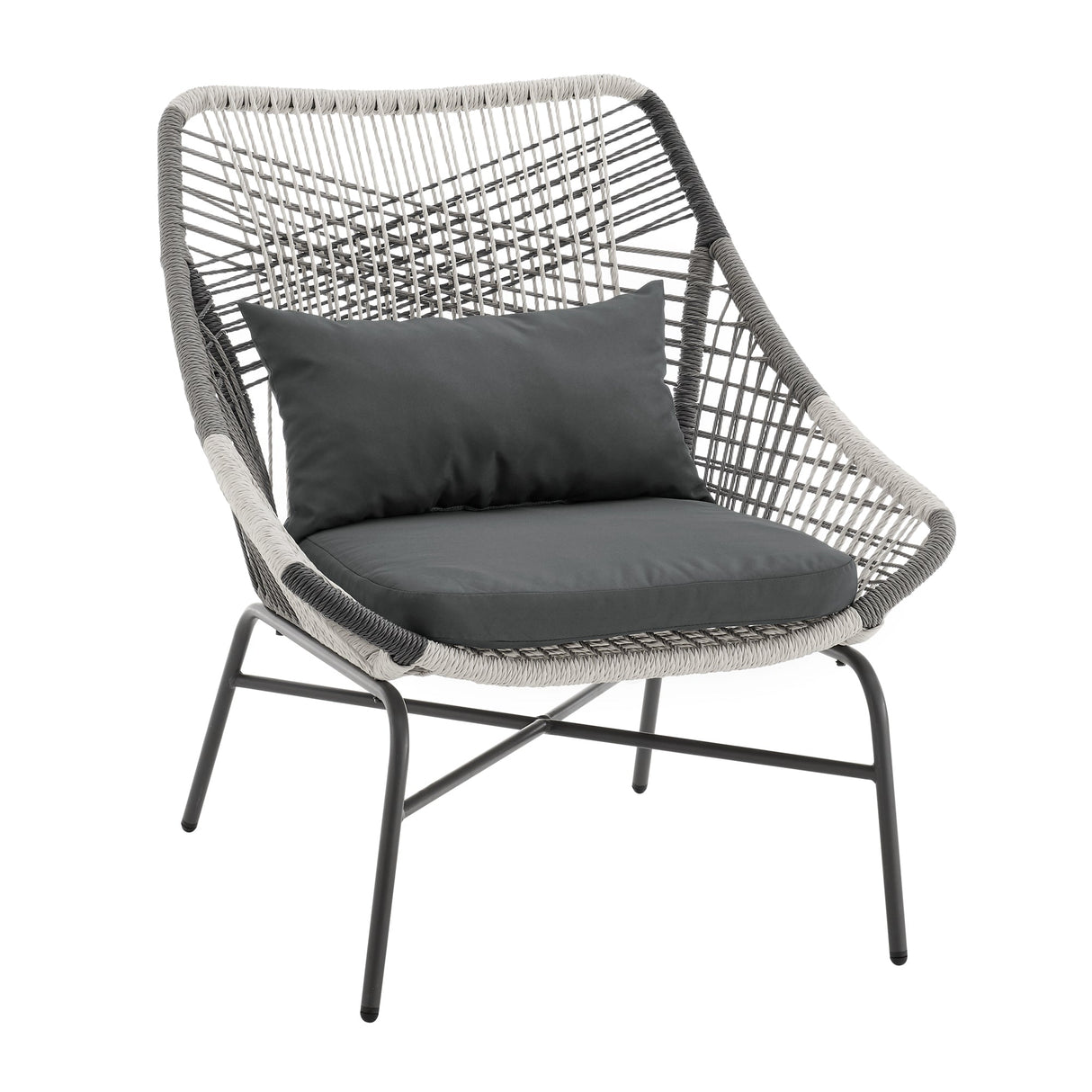 Ashland 3-Piece Patio Conversation Set with Foot Ottomans in Grey by Manhattan Comfort at Eve Furniture