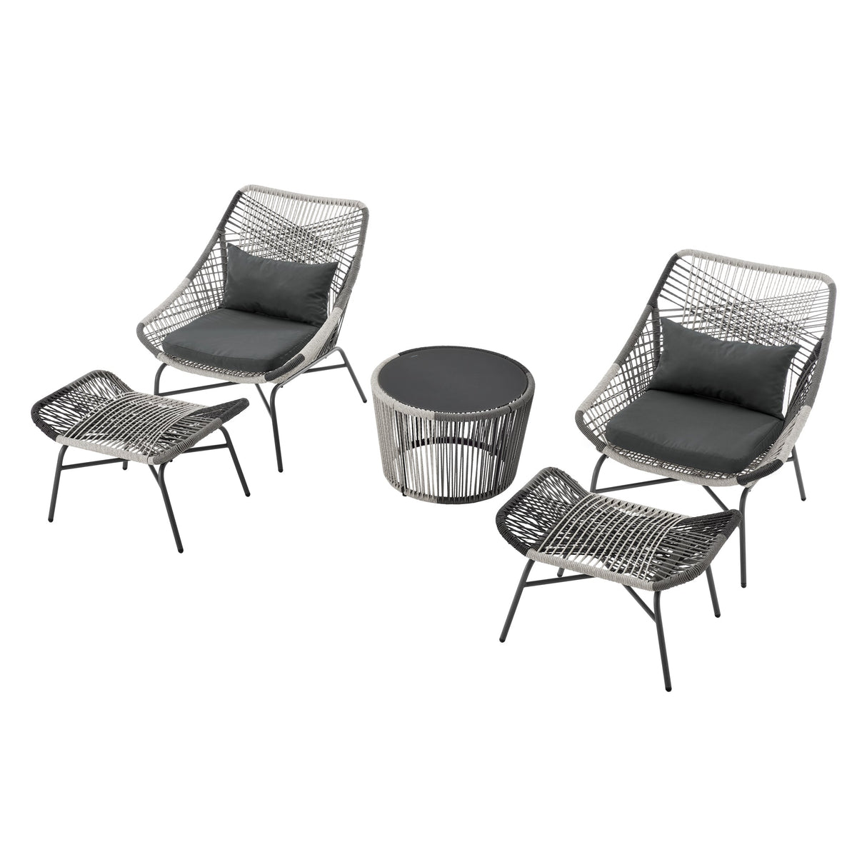 Ashland 3-Piece Patio Conversation Set with Foot Ottomans in Grey by Manhattan Comfort at Eve Furniture