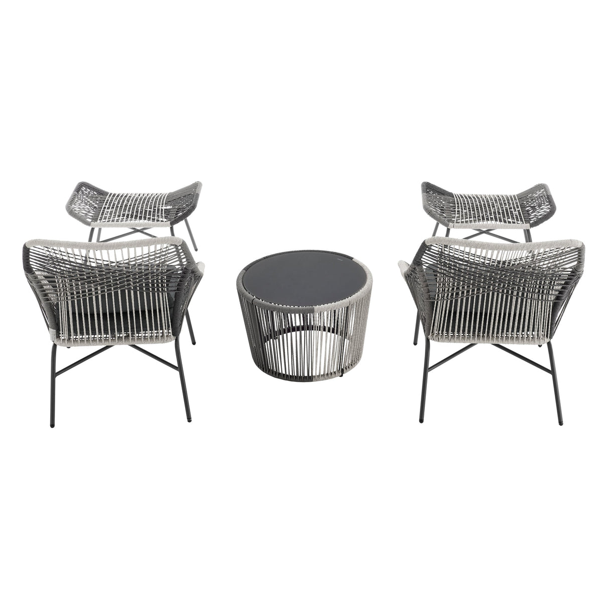 Ashland 3-Piece Patio Conversation Set with Foot Ottomans in Grey by Manhattan Comfort at Eve Furniture