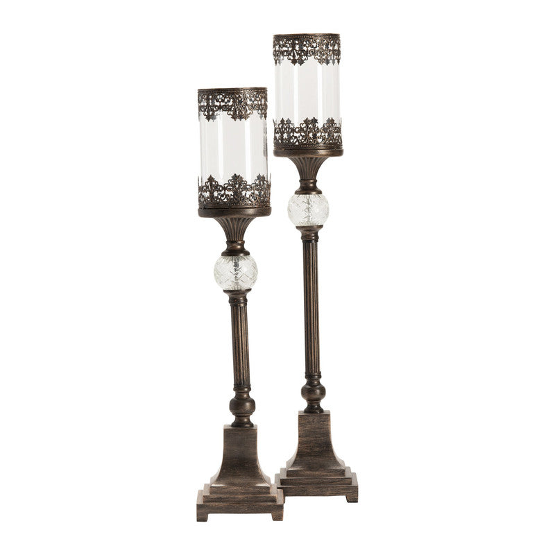 Ashland Brown/Transparent Candle Holders by Crestview at Eve Furniture