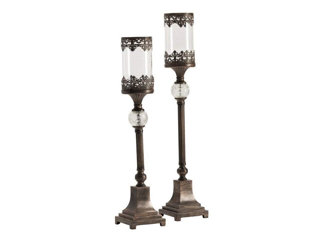 Ashland Brown/Transparent Candle Holders by Crestview at Eve Furniture