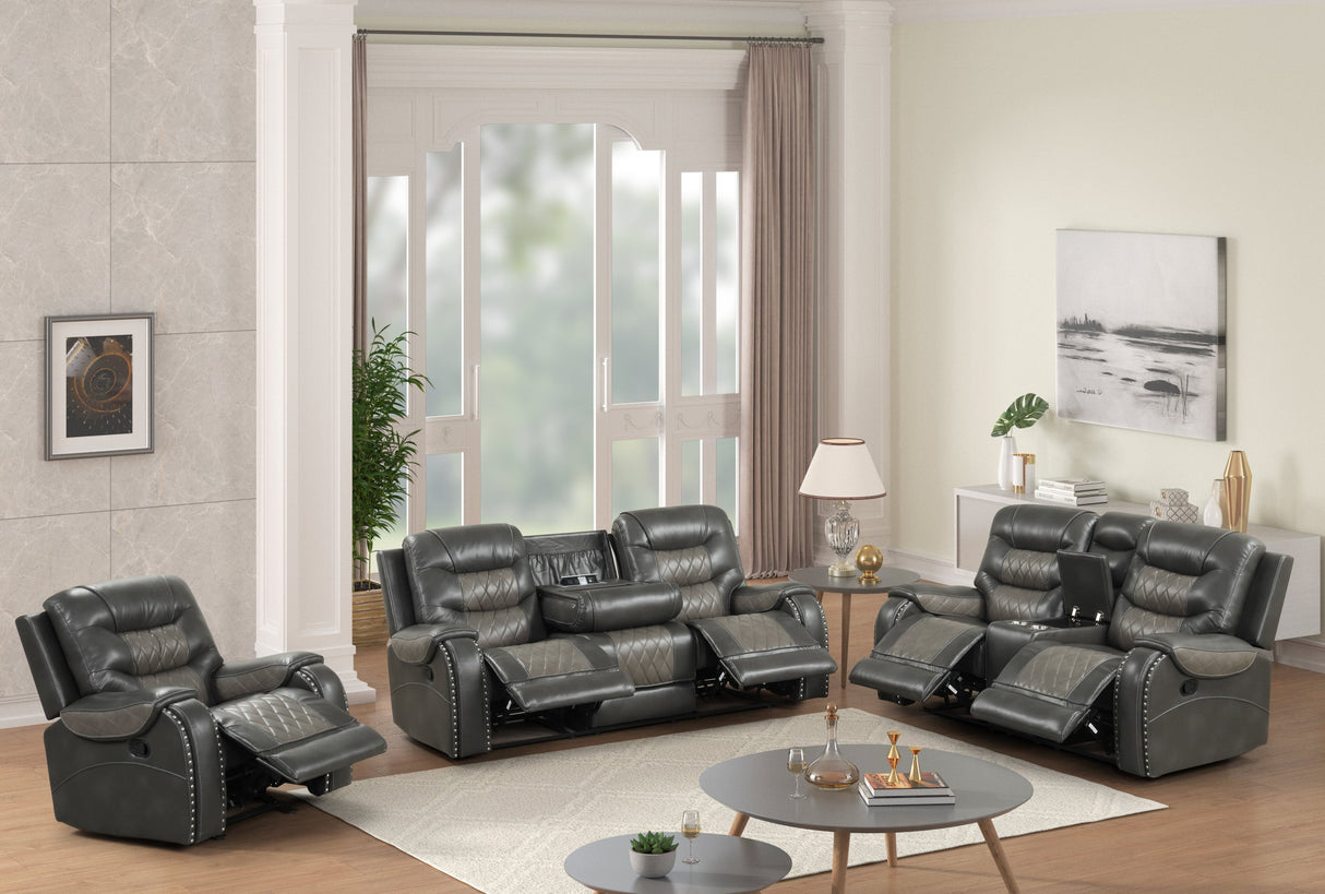 Ashley Gray Two-Tone 3-Piece Reclining Living Room Set by Happy Homes at Eve Furniture