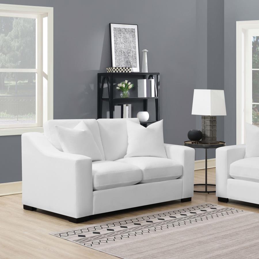 Ashlyn White Upholstered Sloped Arms Loveseat by Coaster at Eve Furniture