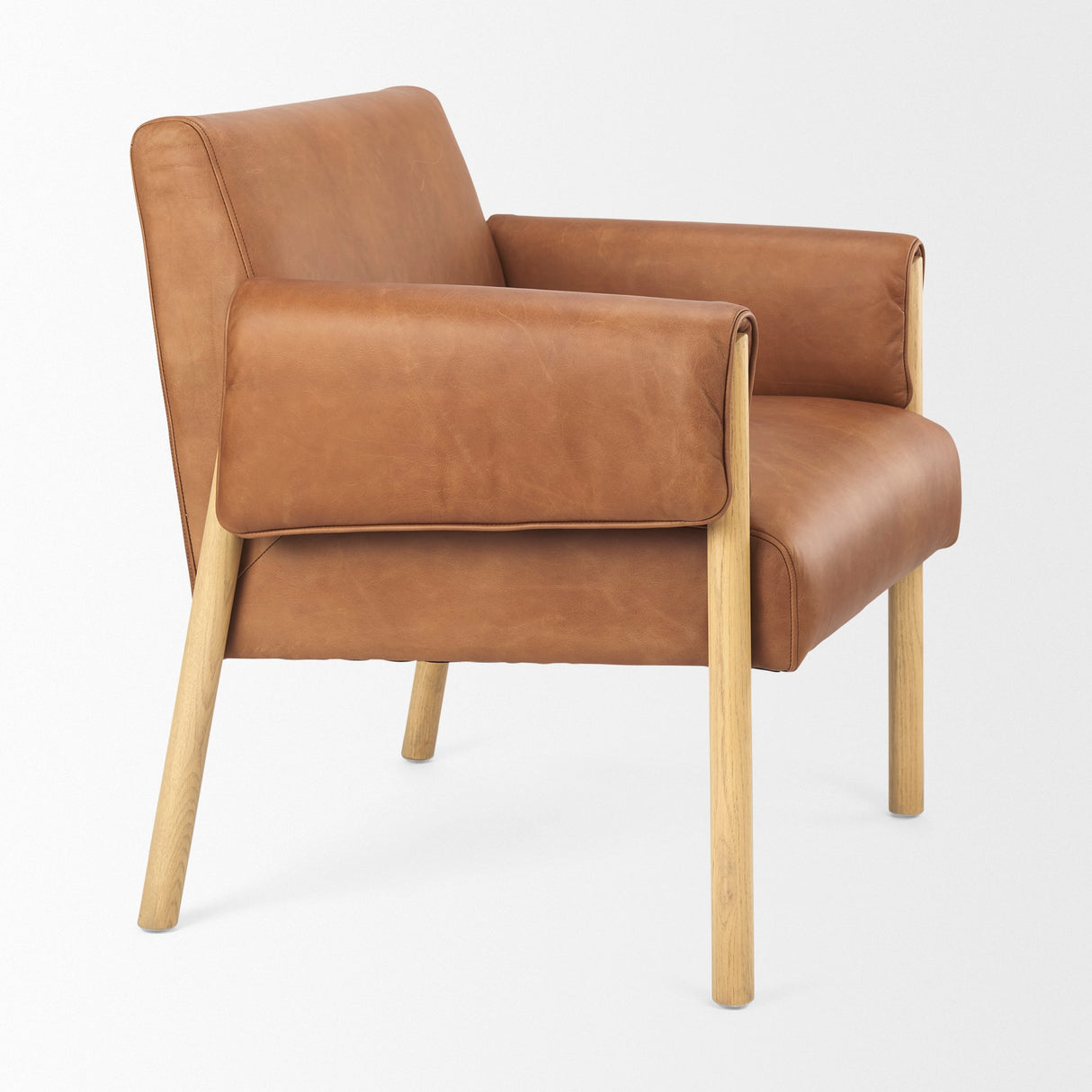 Ashton Brown Leather w/ Light Wood Accent Chair by Mercana at Eve Furniture