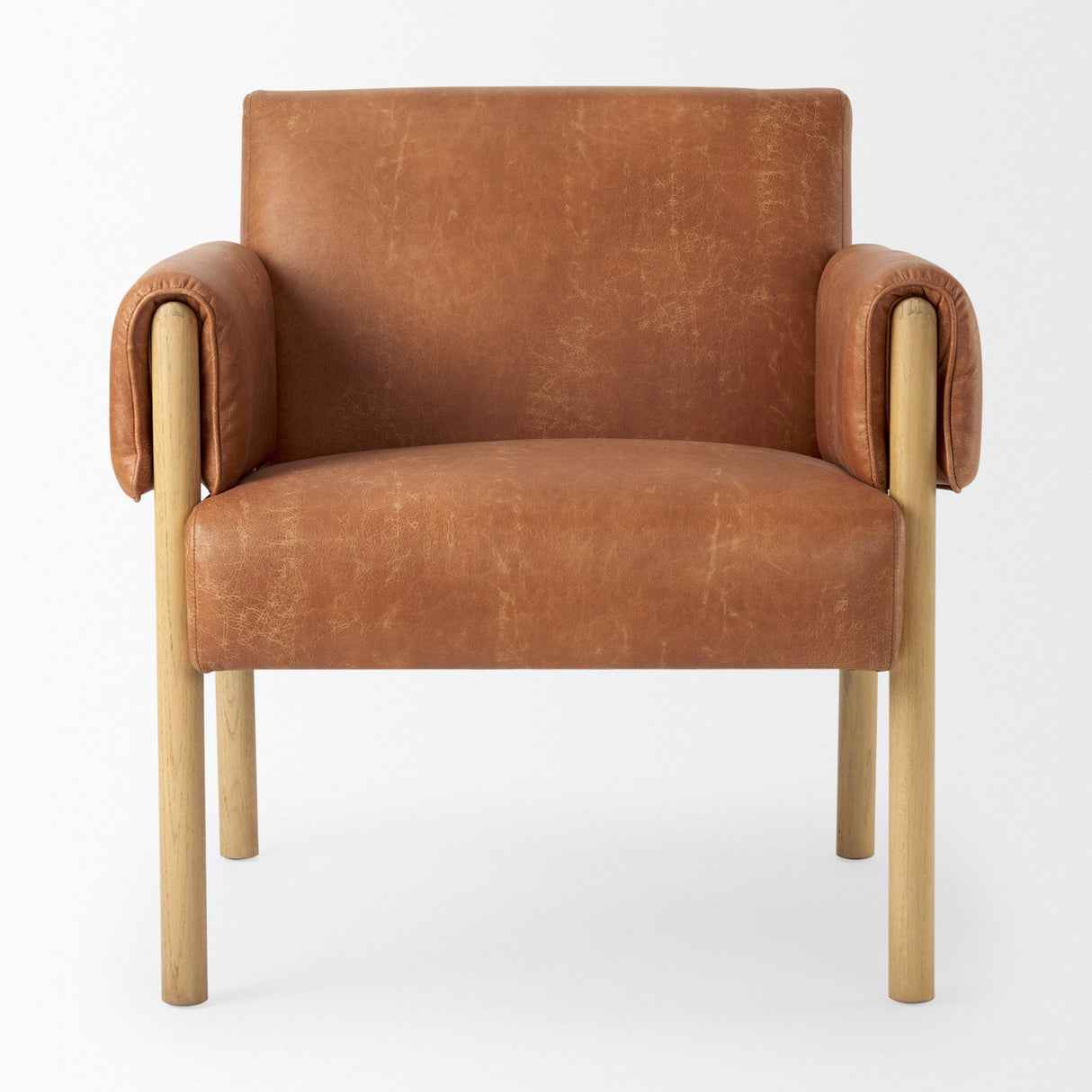 Ashton Brown Vegan Leather w/ Light Wood Accent Chair by Mercana at Eve Furniture