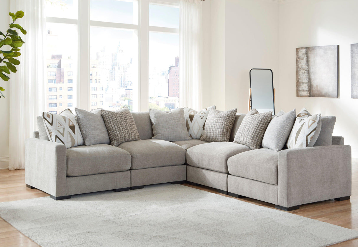 Aslan Court Pebble 5-Piece Sectional by Ashley at Eve Furniture