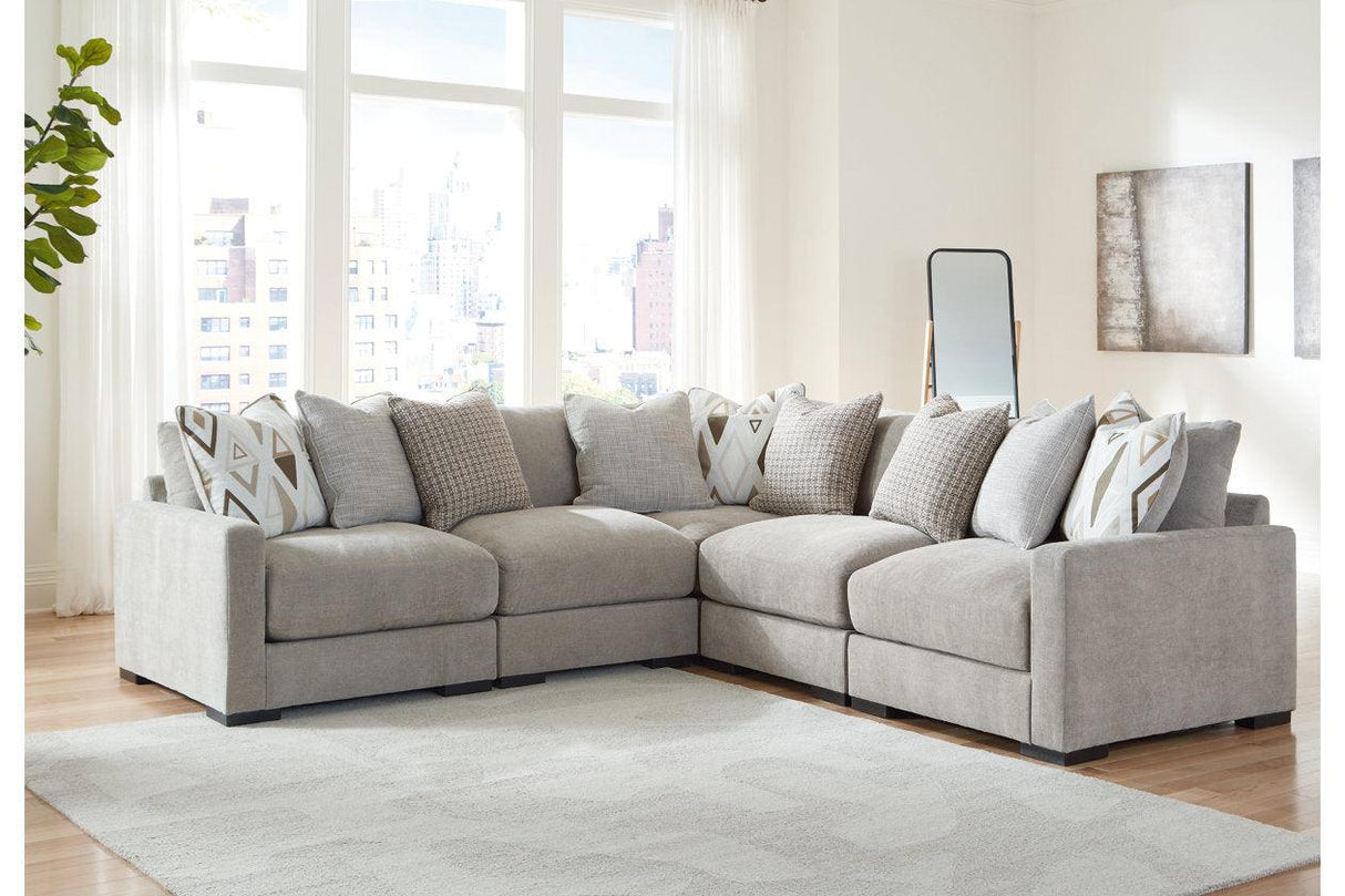 Aslan Court Pebble 5-Piece Sectional by Ashley at Eve Furniture