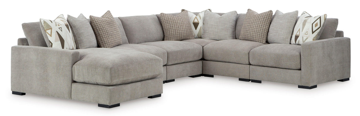 Aslan Court Pebble 6-Piece Left Arm Facing (LAF) Chaise Sectional by Ashley at Eve Furniture
