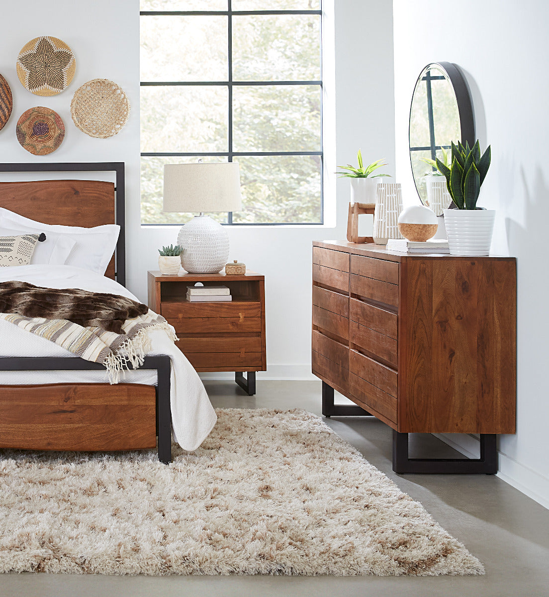 Aspen 24" Two Drawer Nightstand in Walnut by Home Trends & Design at Eve Furniture