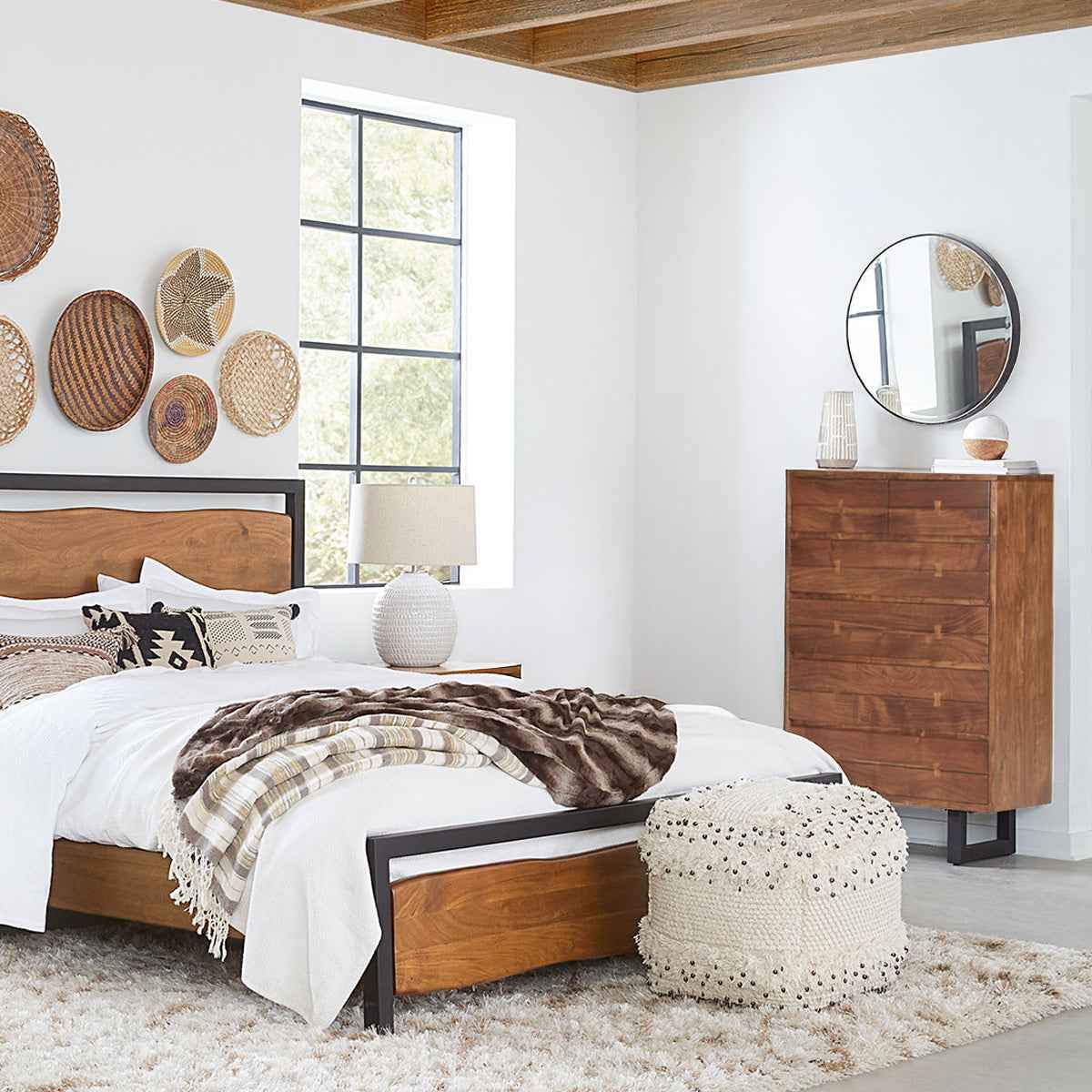 Aspen 34" Tall Chest in Smoked Acacia by Home Trends & Design at Eve Furniture