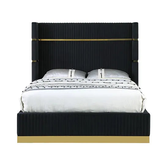 Aspen Black Velvet King Platform Bed by New Era Innovations at Eve Furniture