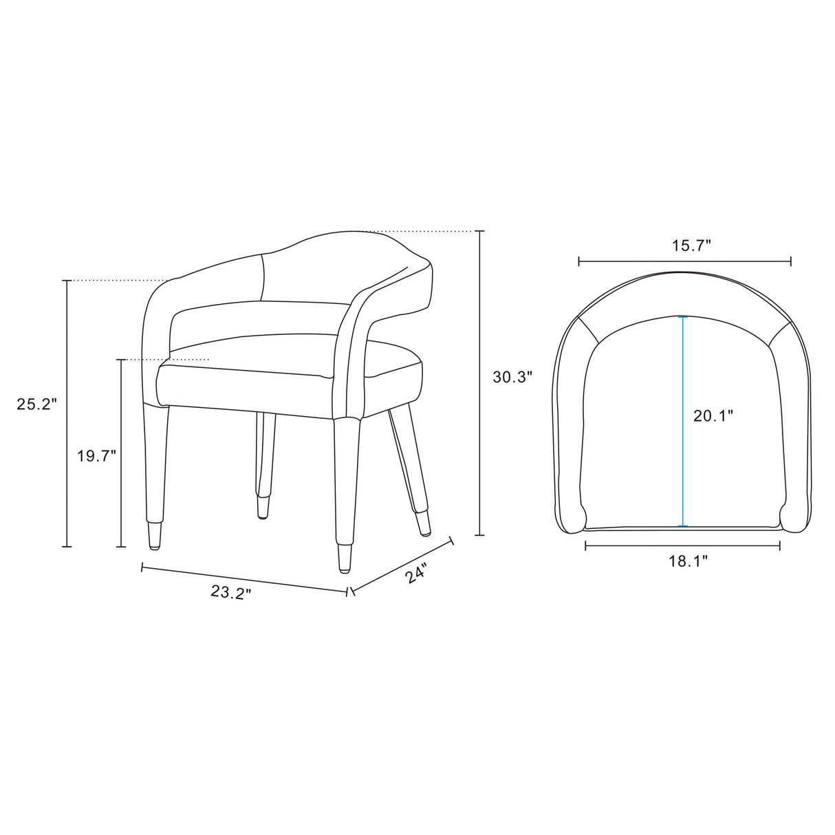 Aspen Dining Armchair in Silver Lining by Manhattan Comfort at Eve Furniture