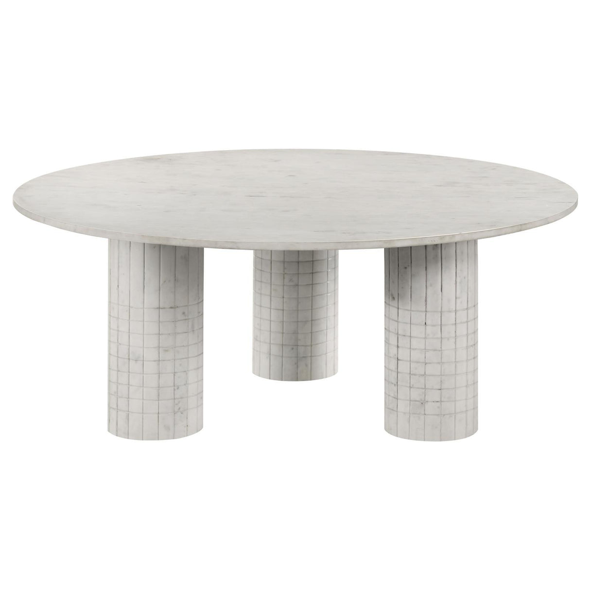 Astoria Round Genuine Marble Coffee Table White by Coaster at Eve Furniture