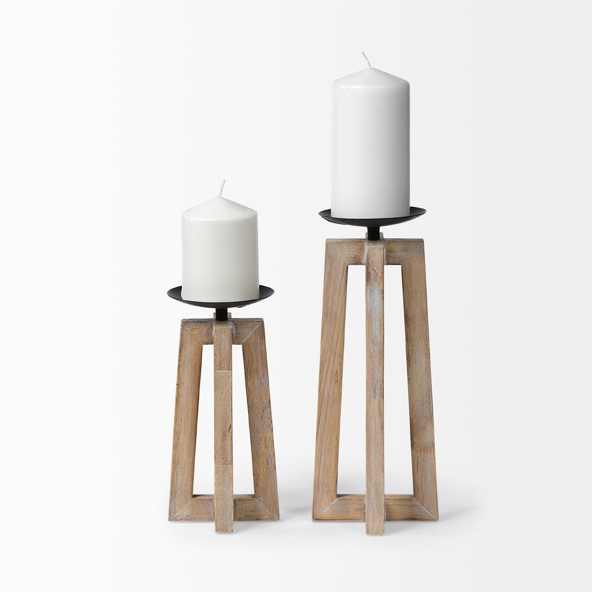 Astra Large Light Brown Wood Pedestal Base Table Candle Holder by Mercana at Eve Furniture