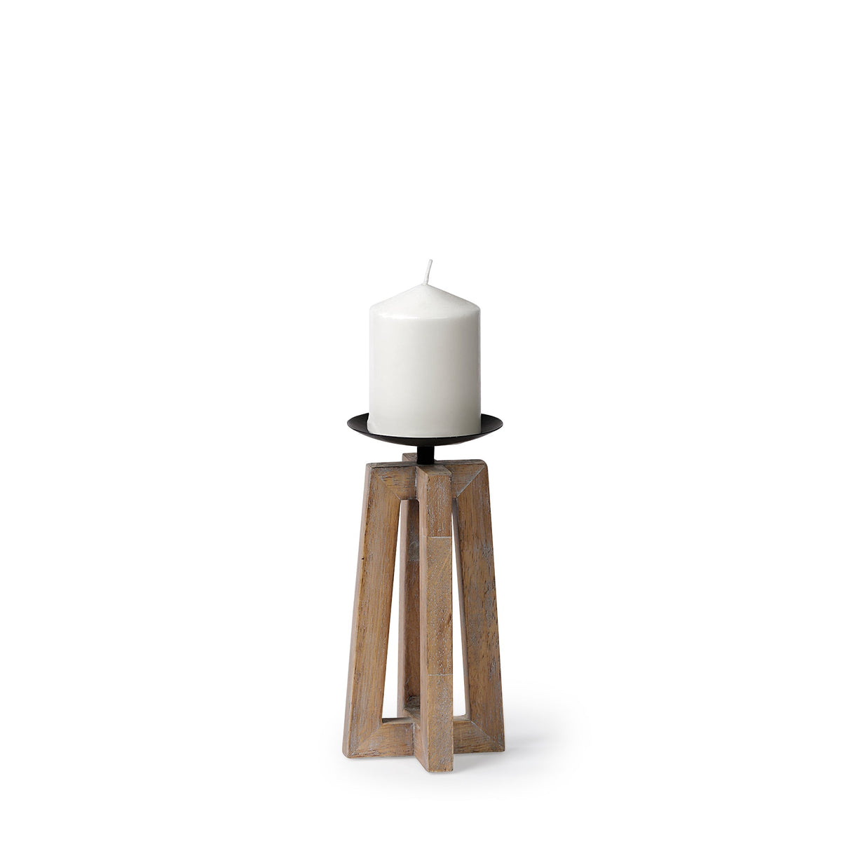 Astra Small Light Brown Wood Pedestal Base Table Candle Holder by Mercana at Eve Furniture
