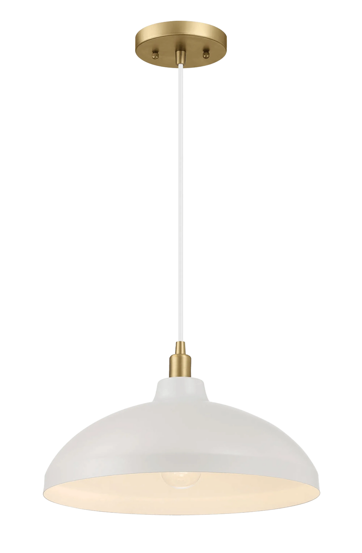 Astral Single Light White Pendant Lamp with Golder Brass Finish for Entrance Kitchen Island 14"D × 8"H by Ashcroft Furniture at Eve Furniture