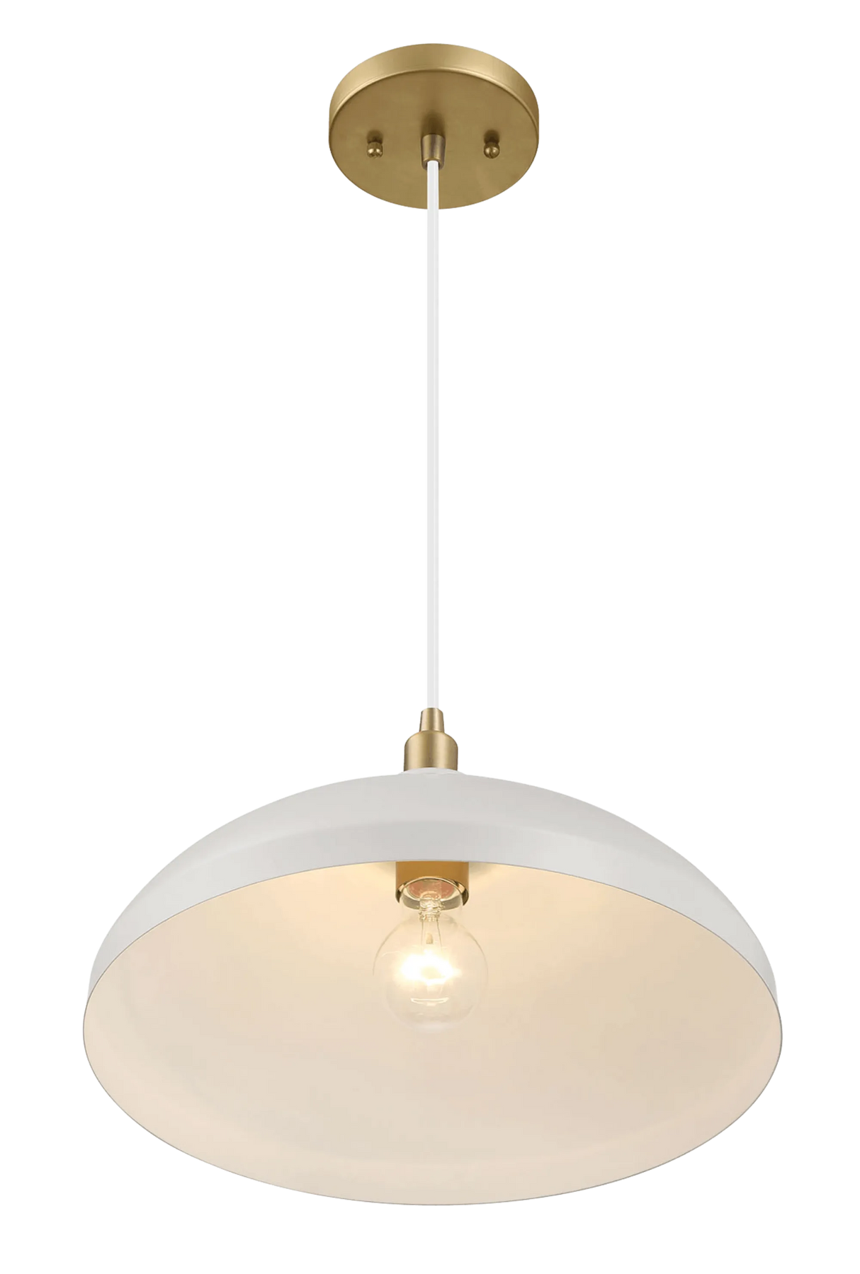 Astral Single Light White Pendant Lamp with Golder Brass Finish for Entrance Kitchen Island 14"D × 8"H by Ashcroft Furniture at Eve Furniture