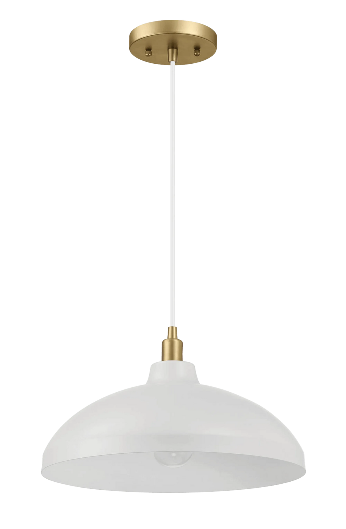 Astral Single Light White Pendant Lamp with Golder Brass Finish for Entrance Kitchen Island 14"D × 8"H by Ashcroft Furniture at Eve Furniture