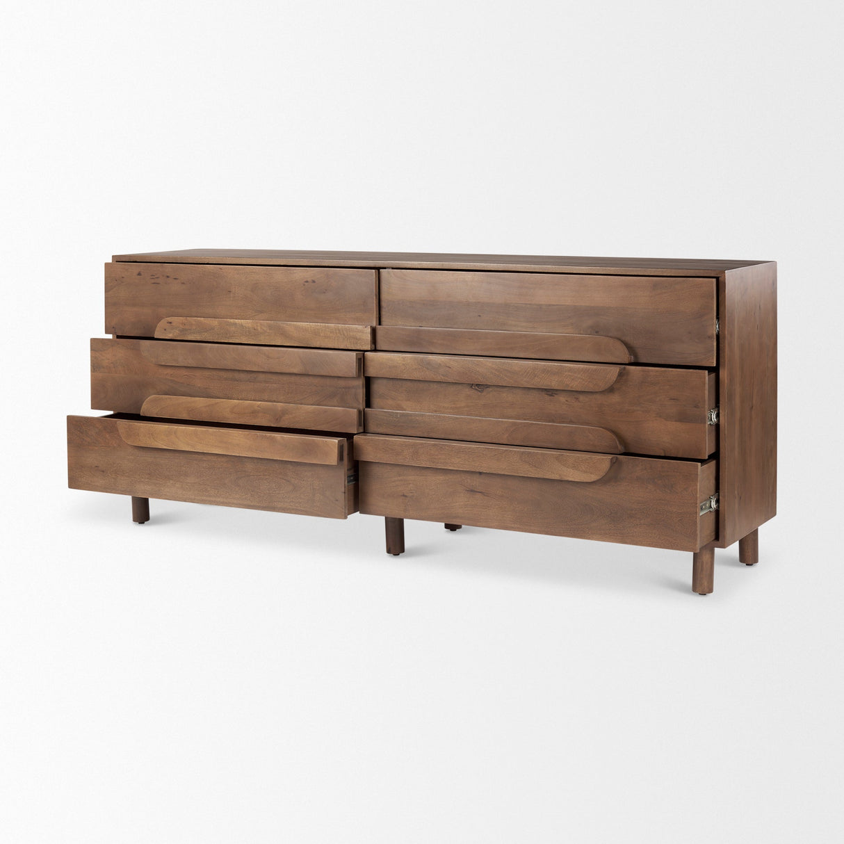 Astrid Medium Brown Solid Wood 6 Drawer Sideboard by Mercana at Eve Furniture