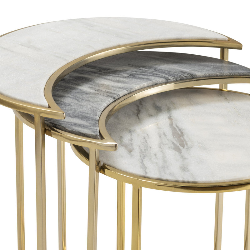 Astronomy Gold/White 3-Piece Nesting Tables by Crestview at Eve Furniture
