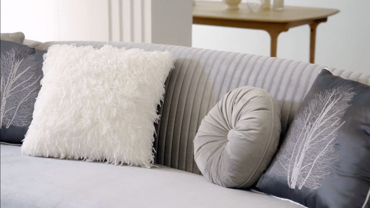 Asyiah Gray/Gold Luxury Velvet Sofa by Homey Design at Eve Furniture