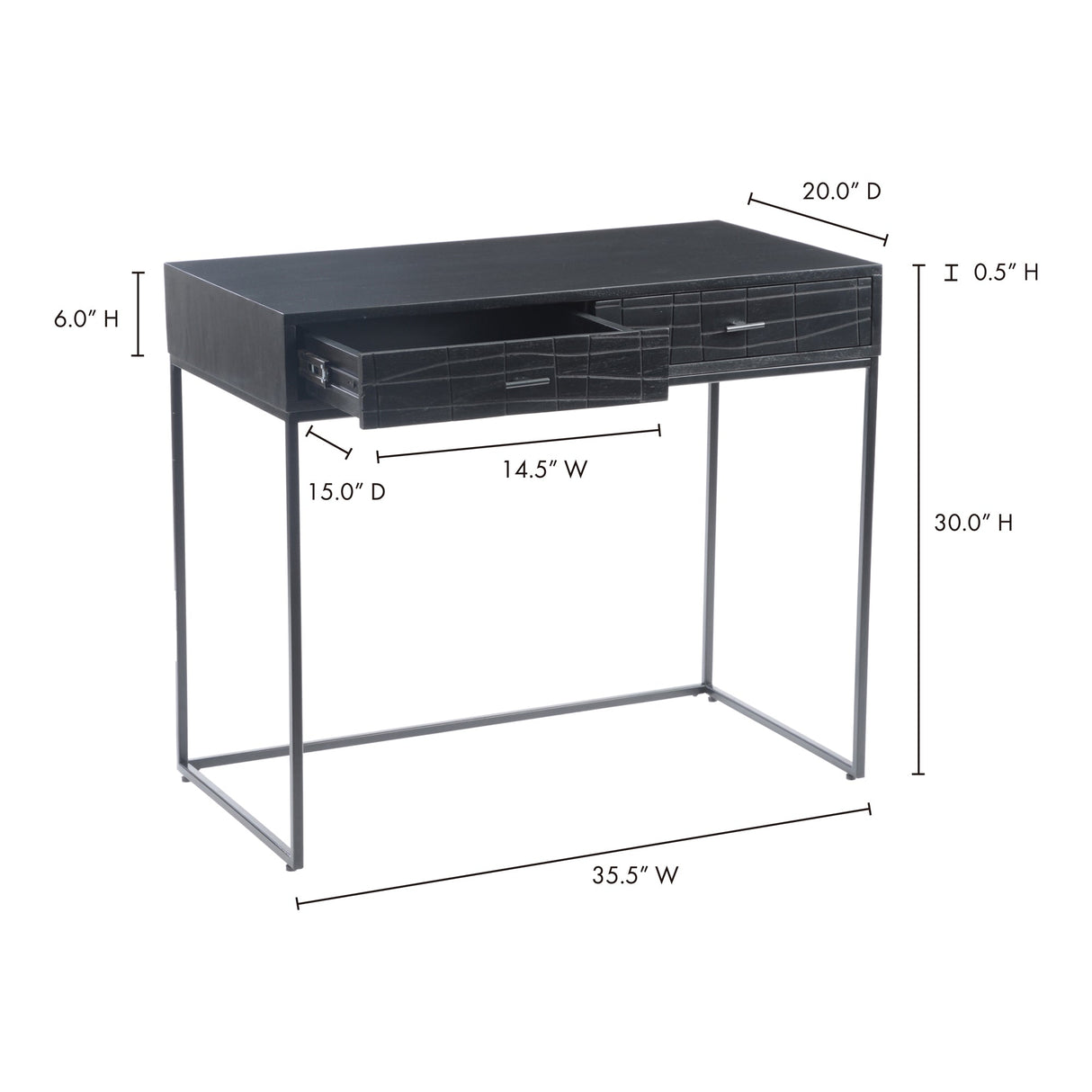 Atelier Black Desk by Moe's Home at Eve Furniture