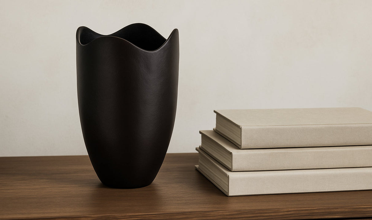 Athena Cast Aluminum Vase Blackened Bronze by Moe's Home at Eve Furniture