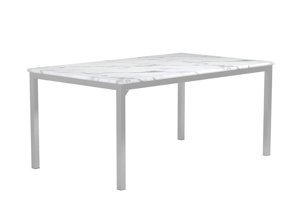 Athena Chrome Rectangle Dining Table with Marble Top by Coaster at Eve Furniture
