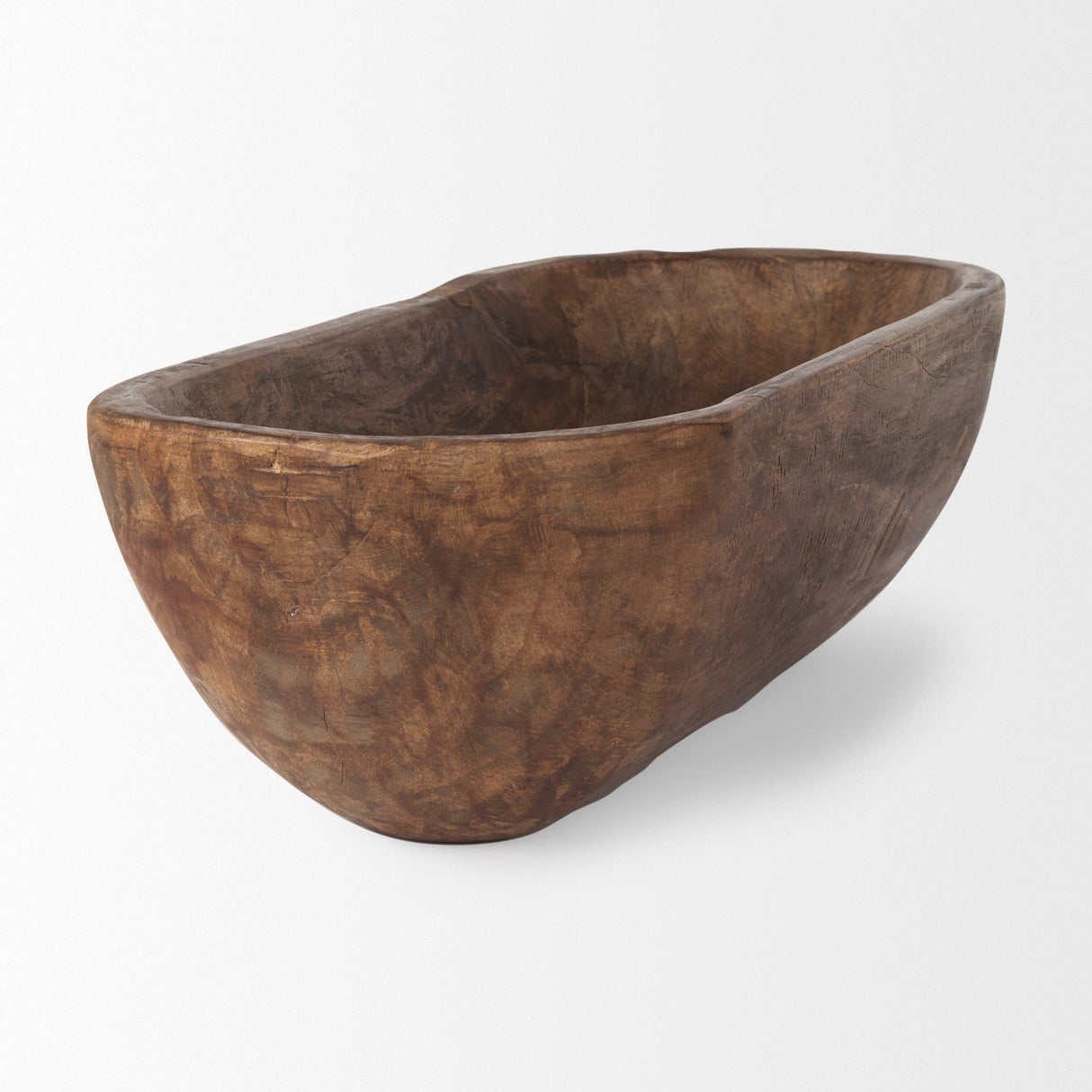 Athena Extra Large Oblong Medium Brown Reclaimed Wood Bowl by Mercana at Eve Furniture