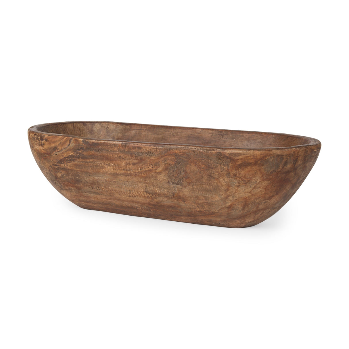 Athena Extra Large Oblong Medium Brown Reclaimed Wood Bowl by Mercana at Eve Furniture