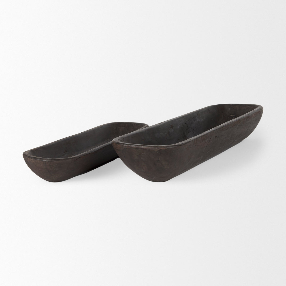 Athena Set of 2 Extra Large Black-Brown Reclaimed Wood Trays by Mercana at Eve Furniture