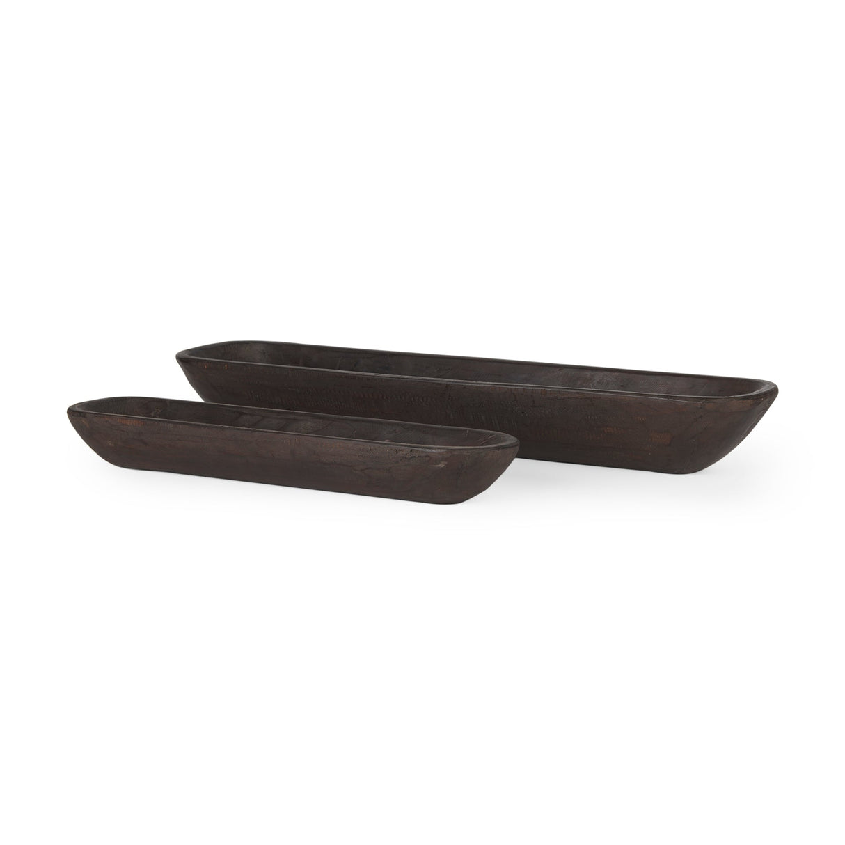 Athena Set of 2 Extra Large Black-Brown Reclaimed Wood Trays by Mercana at Eve Furniture