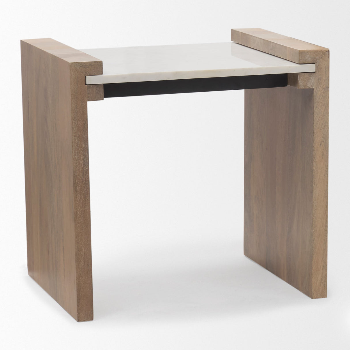 Athens Light Brown Wood w/ White Marble Accent Table by Mercana at Eve Furniture