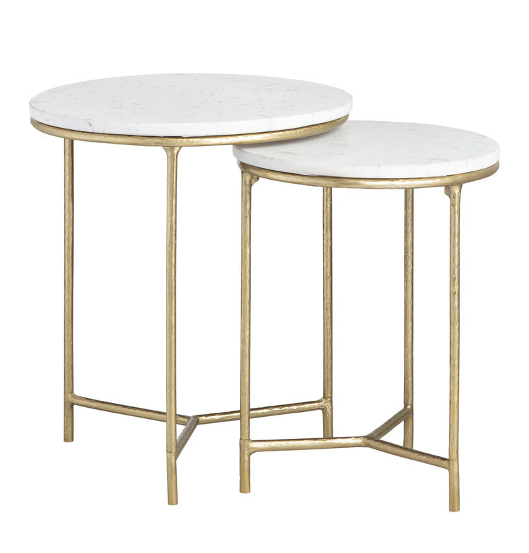 Athens White/Gold 2-Piece Nested End Tables by Crestview at Eve Furniture