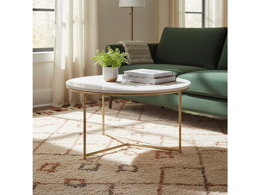 Athens White/Gold Cocktail Table by Crestview at Eve Furniture