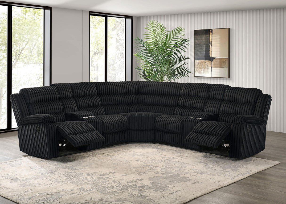 Atkinson Black Upholstered Reclining Sectional Sofa by Coaster at Eve Furniture