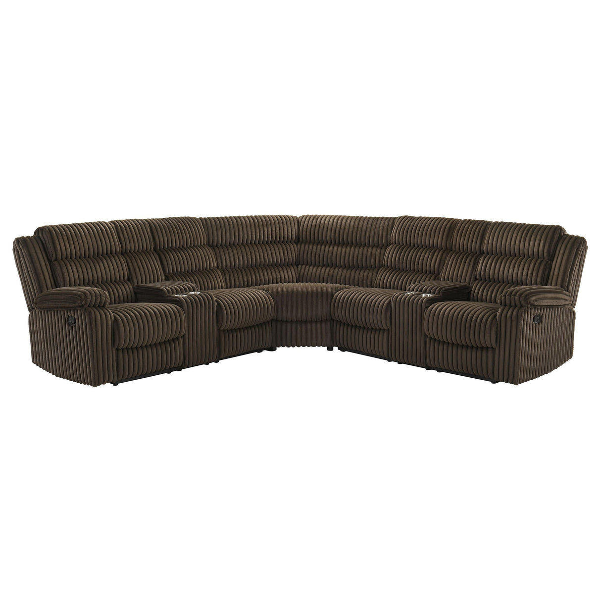 Atkinson Chocolate Upholstered Reclining Sectional Sofa by Coaster at Eve Furniture