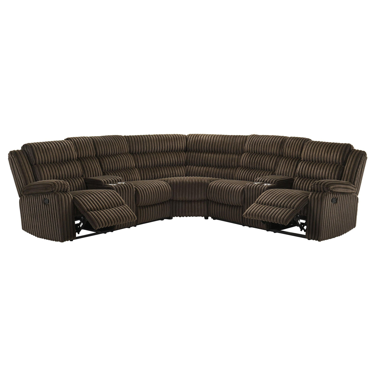 Atkinson Chocolate Upholstered Reclining Sectional Sofa by Coaster at Eve Furniture