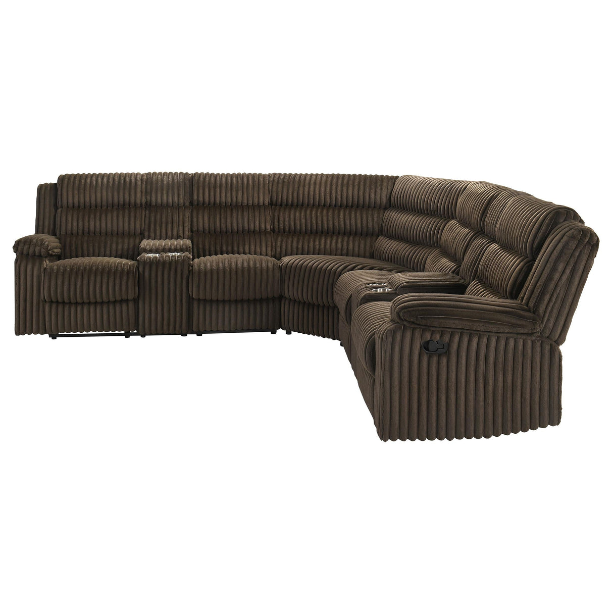 Atkinson Chocolate Upholstered Reclining Sectional Sofa by Coaster at Eve Furniture