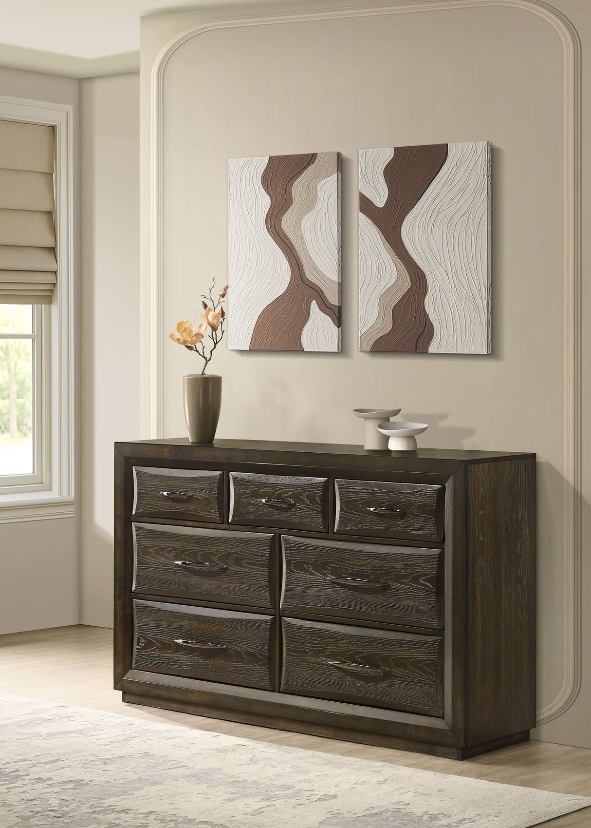 Atlas 7-drawer Bedroom Dresser Cabinet Dark Oak by Coaster at Eve Furniture